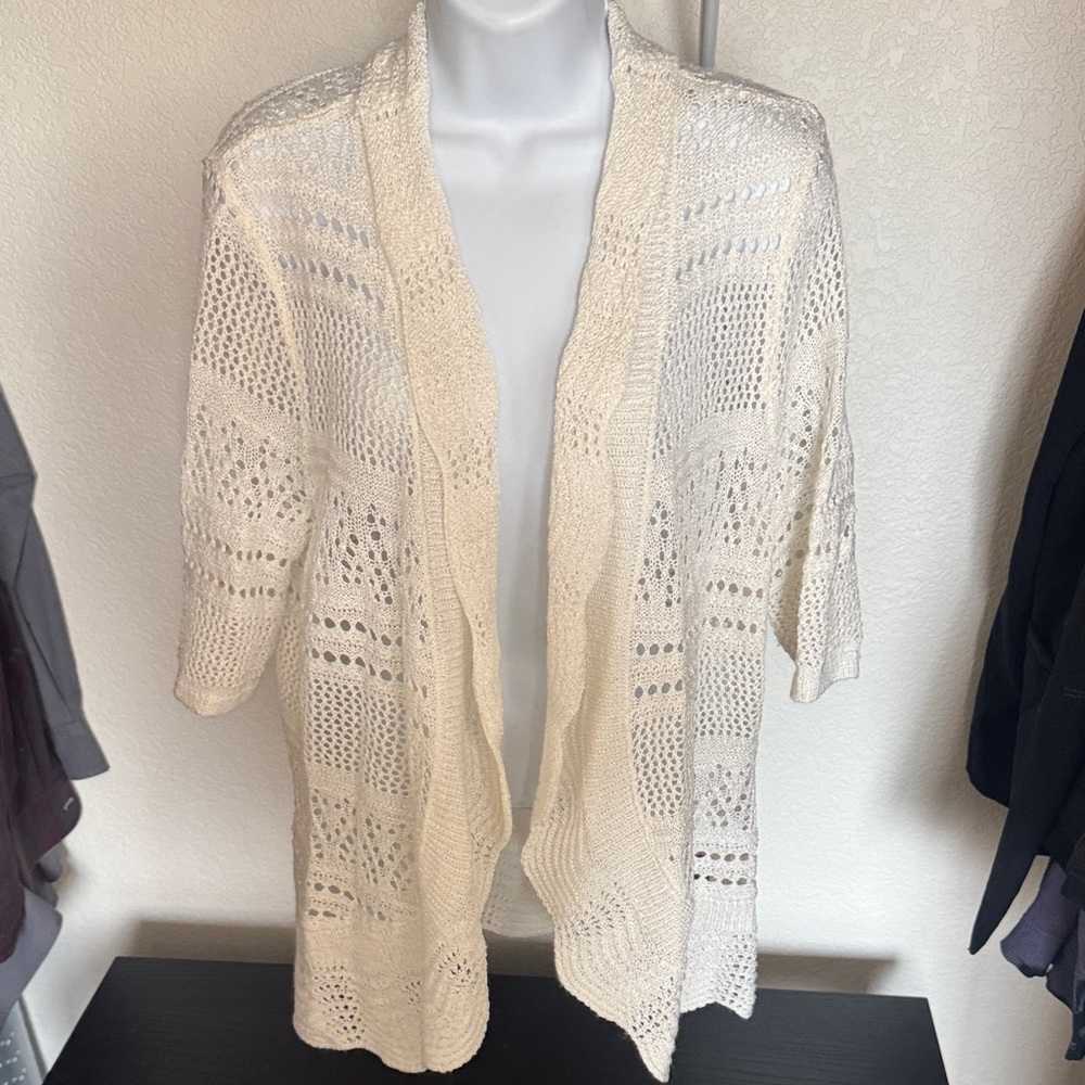 Investments Open-Knit Ivory Cardigan